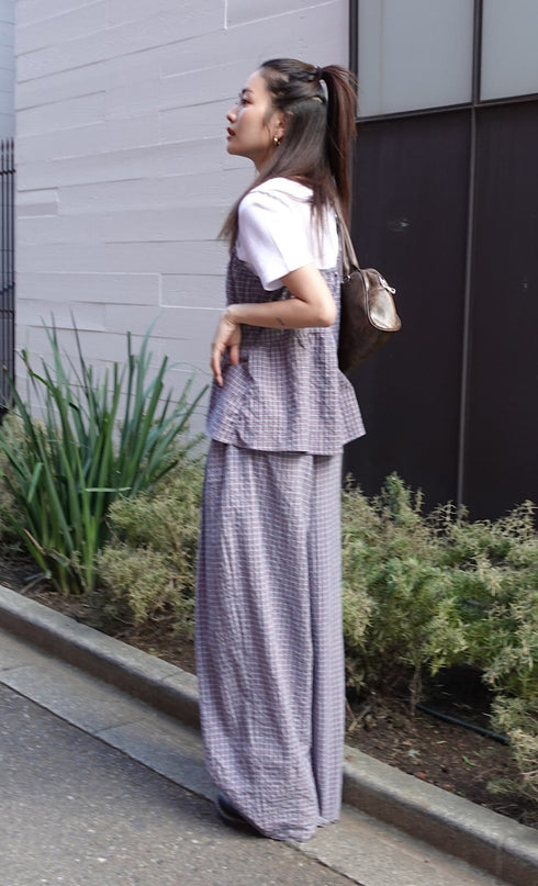 チェックボリュームラフパンツ